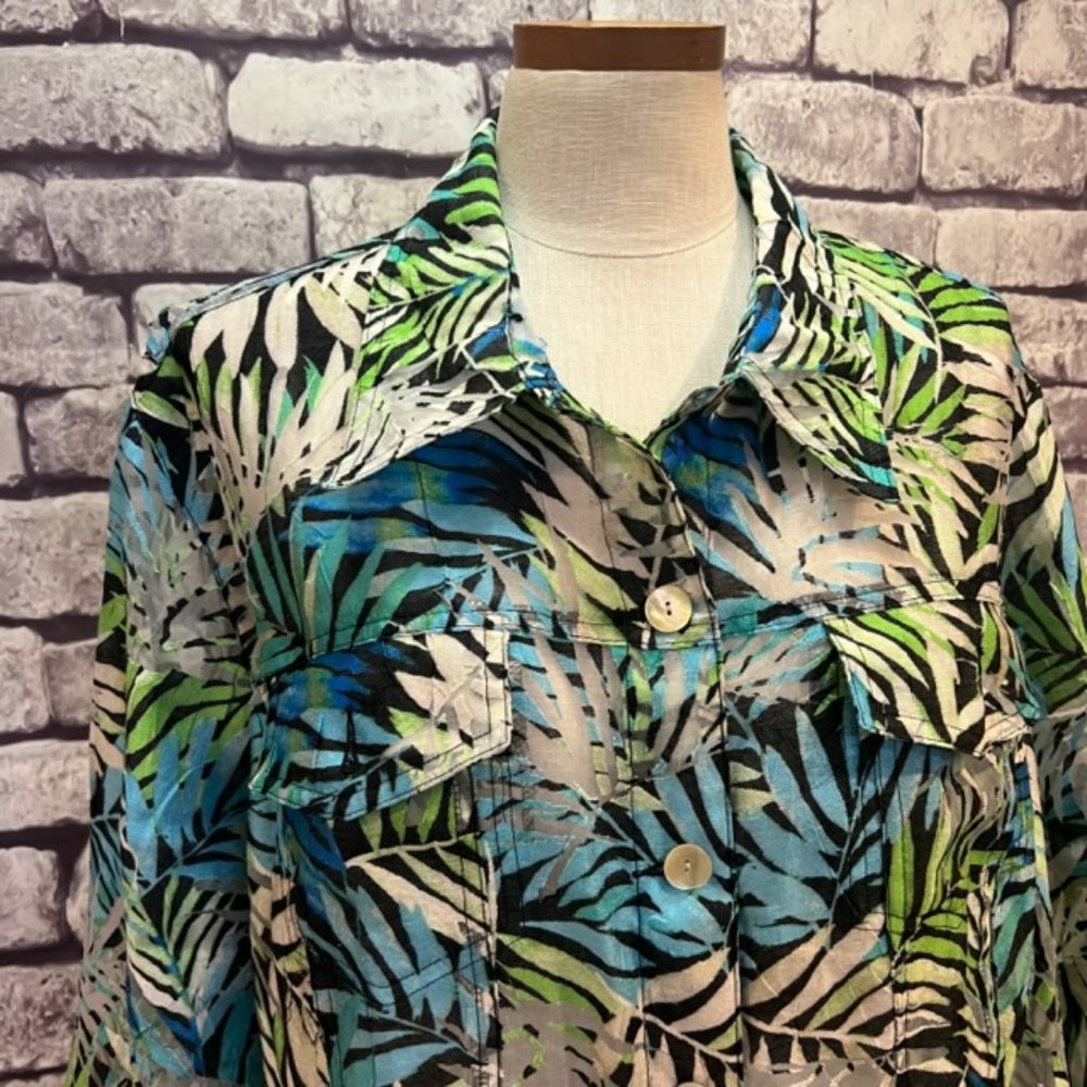 Ruby Rd. Multicolored Sheer Button Down Blouse Si… - image 2